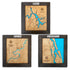 Personalized wooden wall decor showing Rough River Lake with compass rose engraving